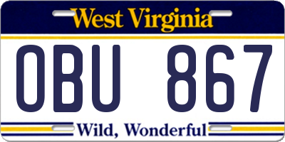 WV license plate OBU867