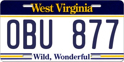 WV license plate OBU877