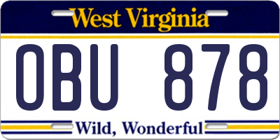 WV license plate OBU878