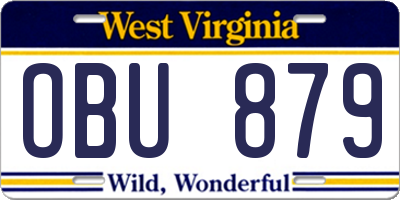 WV license plate OBU879