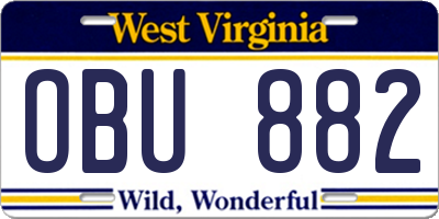 WV license plate OBU882
