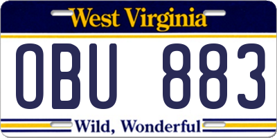 WV license plate OBU883