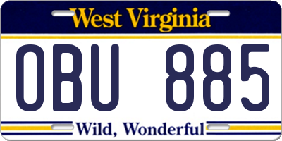 WV license plate OBU885