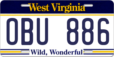 WV license plate OBU886