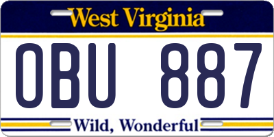 WV license plate OBU887