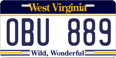 WV license plate OBU889