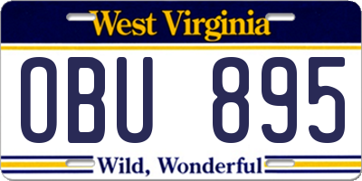 WV license plate OBU895