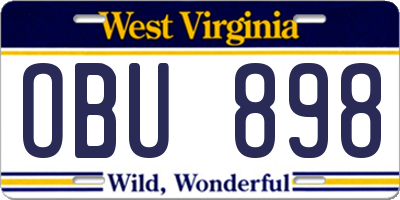 WV license plate OBU898