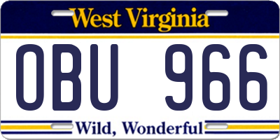 WV license plate OBU966