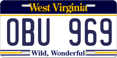 WV license plate OBU969