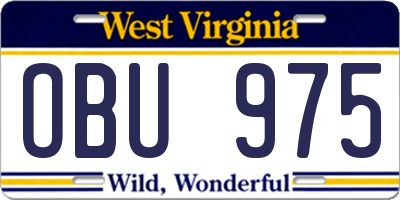 WV license plate OBU975