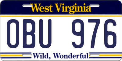 WV license plate OBU976