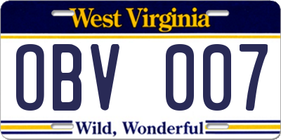 WV license plate OBV007