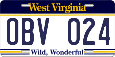 WV license plate OBV024