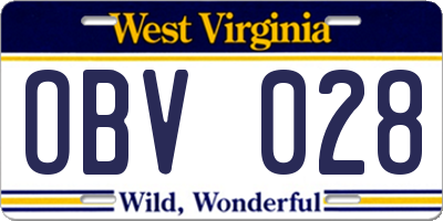 WV license plate OBV028