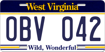 WV license plate OBV042