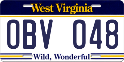 WV license plate OBV048