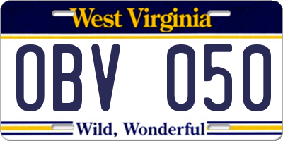 WV license plate OBV050