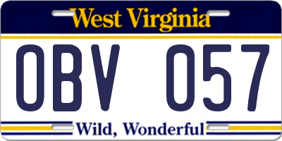 WV license plate OBV057