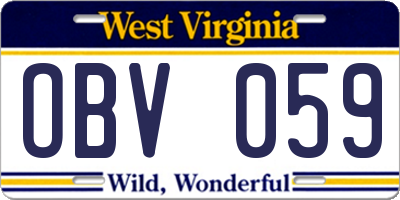 WV license plate OBV059