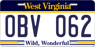 WV license plate OBV062