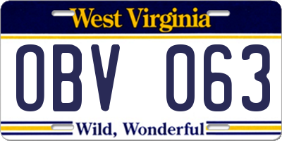 WV license plate OBV063