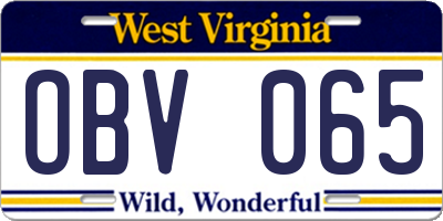 WV license plate OBV065