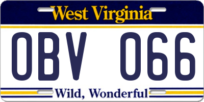 WV license plate OBV066