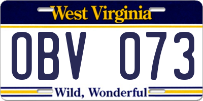 WV license plate OBV073