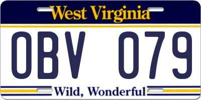 WV license plate OBV079