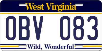 WV license plate OBV083