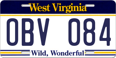 WV license plate OBV084