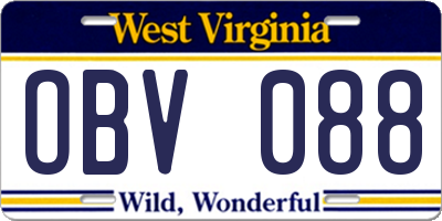 WV license plate OBV088