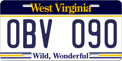 WV license plate OBV090