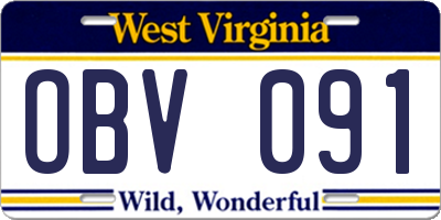 WV license plate OBV091