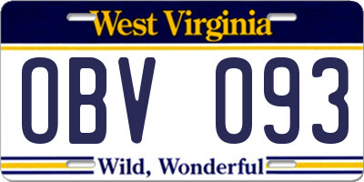 WV license plate OBV093