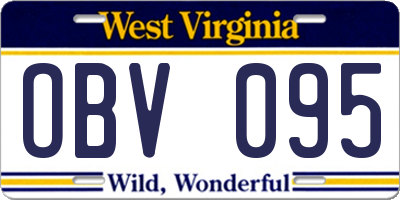 WV license plate OBV095