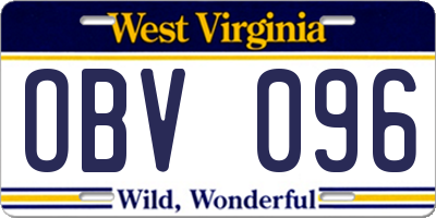 WV license plate OBV096