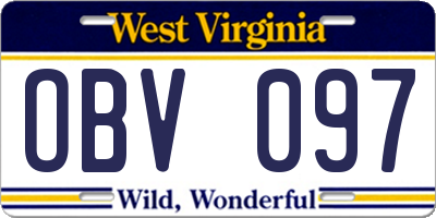 WV license plate OBV097