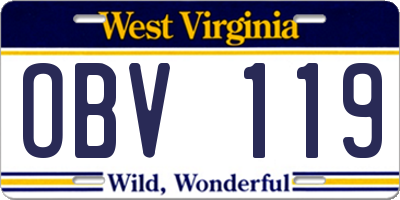 WV license plate OBV119