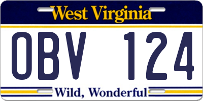 WV license plate OBV124