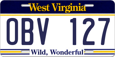 WV license plate OBV127
