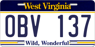 WV license plate OBV137