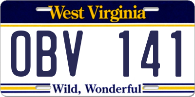 WV license plate OBV141