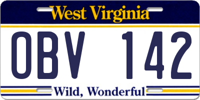 WV license plate OBV142