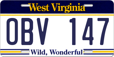 WV license plate OBV147