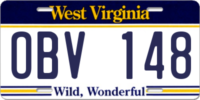 WV license plate OBV148