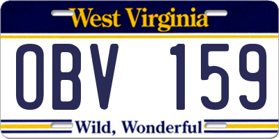 WV license plate OBV159