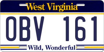 WV license plate OBV161