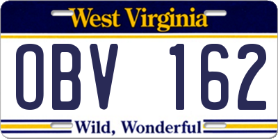 WV license plate OBV162